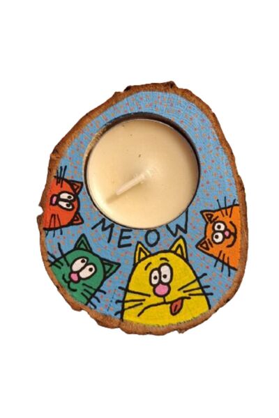 ARTistik Hareket Kedi Konsept Tasarım Kütük Mumluk - Mumluk - Kütük Tasarım M...