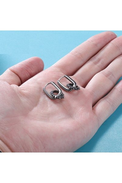 Viking Gothic Design Punk Accessory Long Hoop Earrings Stainless & Tarnish Resistant 316L Steel Earrings