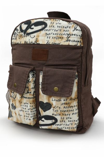 Old Cotton 7224 Καφέ βαμβακερή πάνινη τσάντα - 15,6 ιντσών Laptop Casual Notebook