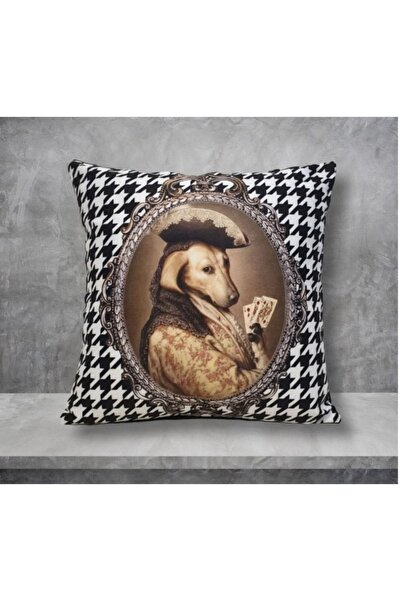 KIRLENT EV POKER DOG & LADY POKER ( COMBINATION OF 2 ) GOOS FOOT PATTERN CUSHION COVER