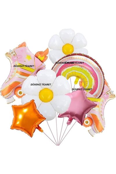 DÜVENCİ TİCARET مجموعة سلسلة بالونات من الباتين ديزي قوس قزح