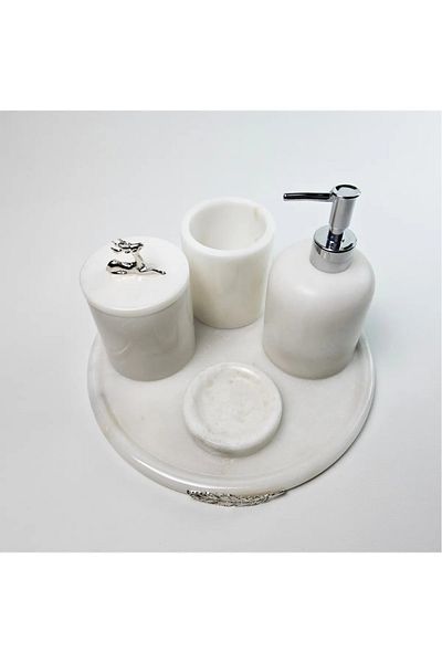 ege gross White Marble Bathroom Set 5Li/Marble Bathroom Set