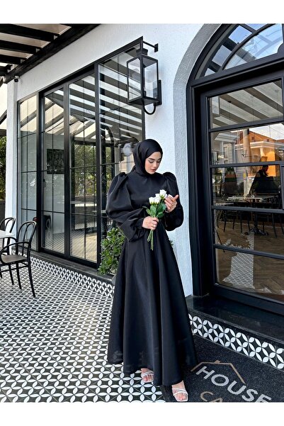 By Atelier Μαύρο Μπαλόνι Χαζέλ Βραδινό Φόρεμα Χιτζάμπ