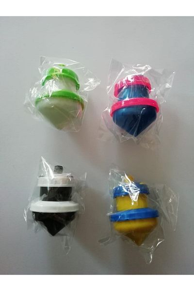 CAN Hard Plastic Children's Love Colorful Push Spinning Top (Set of 4)