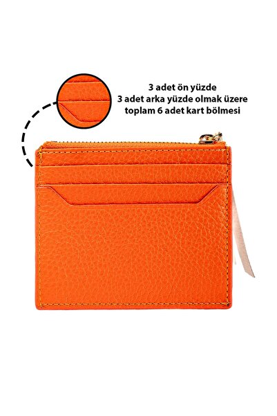 TANGCARF Genuine Leather Women's Card Holder |   Pia 1223 Orange