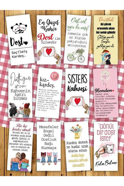 Pankart Evi Friendly Coffee Motto - 12-Piece Friend Gift Presentation Cards