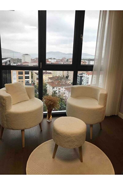 DEKOR MOBİLYACIM Çay seti  İkili koltuk Berjer ve Puf takımı 3'lü takım berjer puf peluş