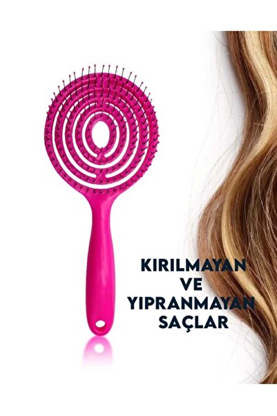 SEVRU Επαγγελματική τρισδιάστατη βούρτσα μαλλιών - Ευέλικτη, ροζ οβάλ χτένα μαλλιών