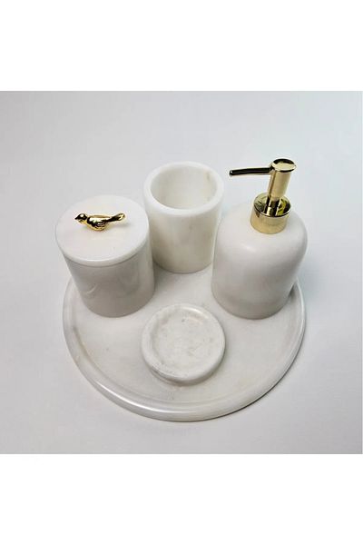 ege gross White Marble Bathroom Set 5Li/Marble Bathroom Set
