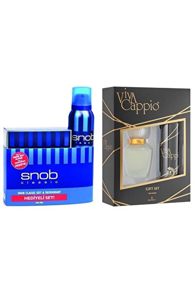 Snob Erkek Parfüm Klasik Mavi 100ml+150ml Deo +viva Cappio Classic Edt Parfüm 60ml +150ml Deo