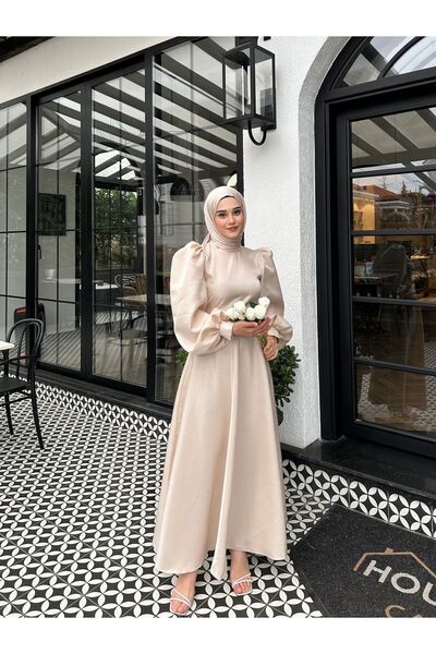 By Atelier Βραδινό φόρεμα Hijab σε μπεζ Hazel