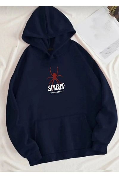 Moda Işık Φούτερ με κουκούλα Navy Blue Unisex - 100% βαμβάκι