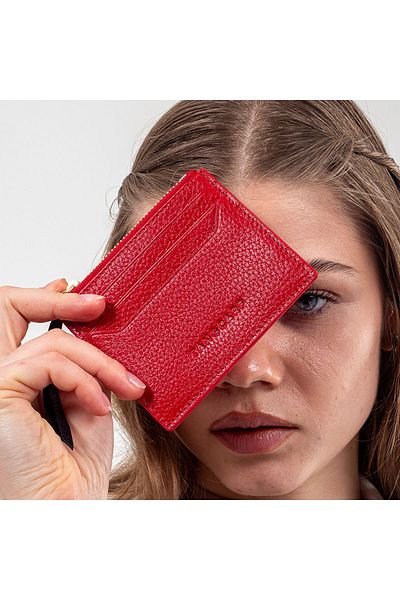 TANGCARF Genuine Leather Zippered Small Women's Wallet Card Holder Red