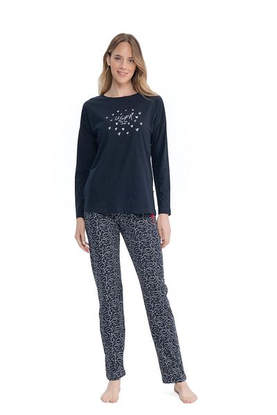 U.S. Polo Assn. BAZA. Polo Assn. 17116 Set de pijamale de damă bleumarin - mânecă lungă și gât rotund