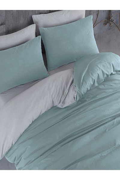 NANOSOFT Duvet Cover King Size Mint Green-grey