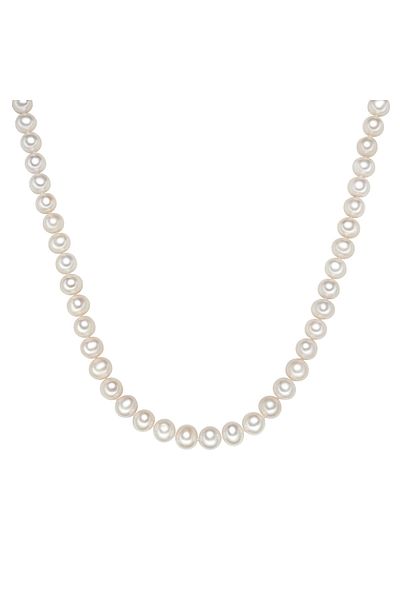Valero Pearls Perlenhalskette Kette Sterling Silber Süßwasser-Zuchtperle weiß