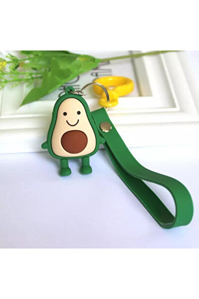 AlpCollection Smiling Face Green Avocado 3 Size Keychain with Plastic Hook