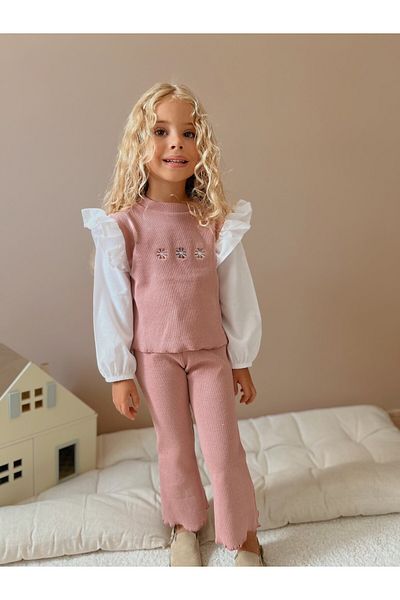 le petit sole Embroidered Camisole Set for Girl - Top and Bottom Set