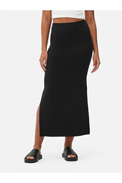 İKBALL TEKSTİL Kadın Likralı Çift Yırtmaçlı Kalem Etek