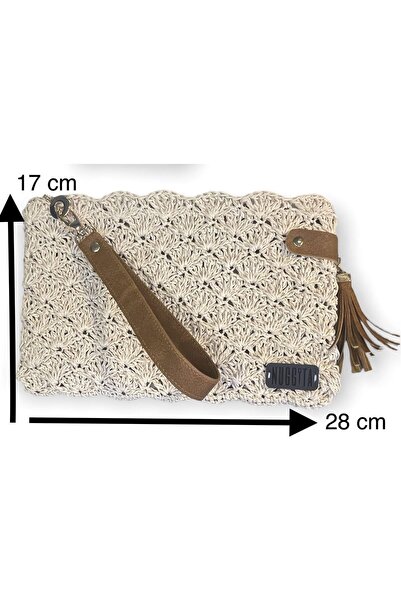 Nuggita Women's Handmade Ecru Clutch Portfolio Bag
