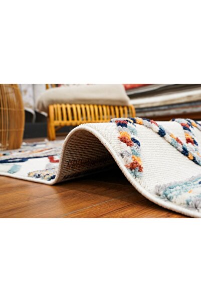 MOQA Max 1804 Multi Bukle Dokuma Halı Hav Toz Vermez Etnik Iskandinav Desenli Dekoratif Salon Halısı