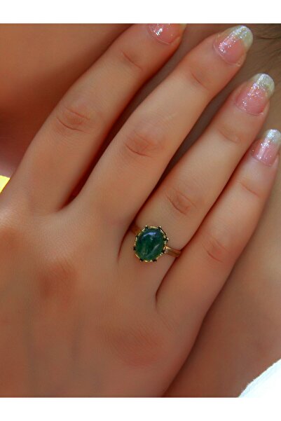 esha حجر العقيق الأخضر الطبيعي - نموذج عتيق خاتم نسائي قابل للتعديل euy38ya