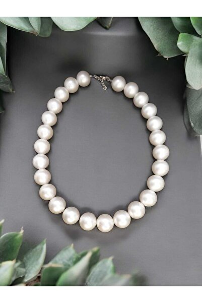 Crystal Atelier قلادة من اللؤلؤ الكبيرة ذات الطراز القديم قطعة واحدة