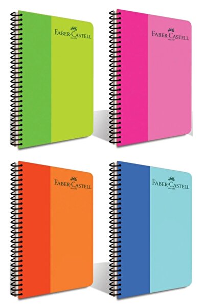 Faber Castell 100 Sheets Bicolor Spiral 4 Pieces Notebook Set with Plastic Cover