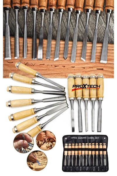 PROXTECH PRO 12 Parça Profesyonel Kalitede Ahşap Oyma Kesme İskarpelalar Oyma...