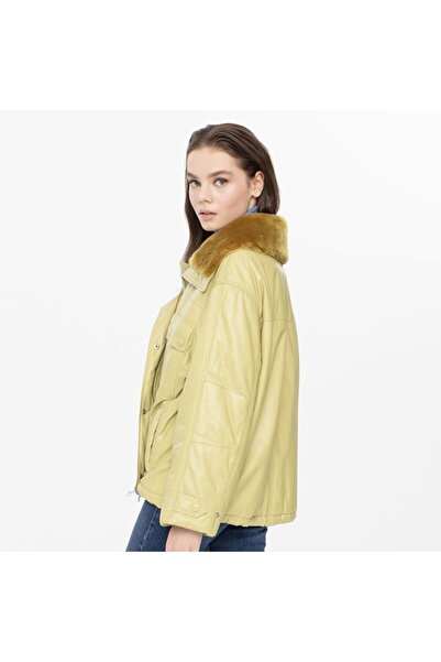 Desa Auren Green Women's Leather Puffer Coat