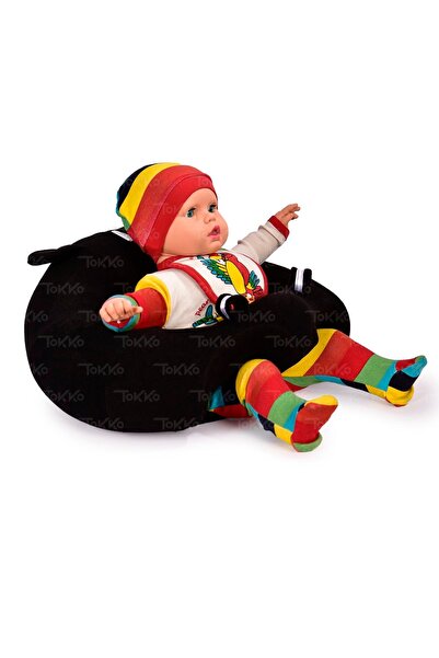 TOKKO Yastık Hediyeli Bebek  Oturma Destek Minderi - Büyük Bebek Koltuğu  Siyah