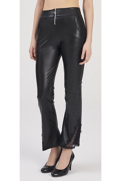MOONLİGHT 334 Leather Look Black Trousers