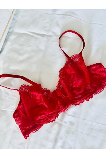 YB LİNGERİE Kırmızı Dantelli Seksi Sütyen Takımı