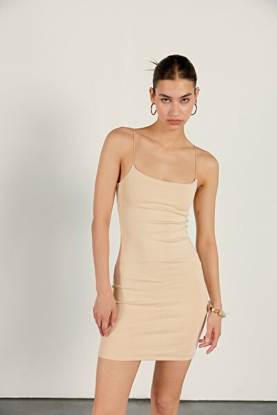 VATKALI Μίνι Φόρεμα Spaghetti Strap Μπεζ