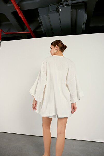 VATKALI Musselin-Kimono Ecru