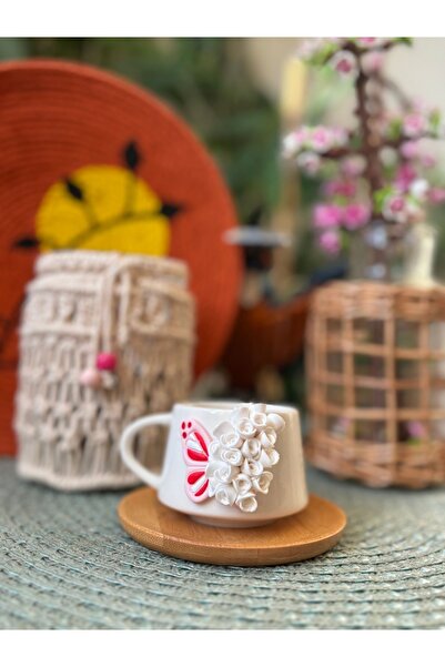 Niveis Kişiye Özel El Yapımı Tasarım Çiçekli Kelebek Desenli Hediyelik Porsel...