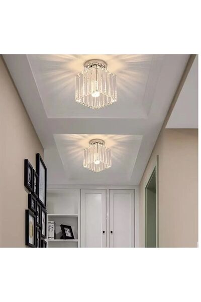 MİNAYS Luxury Crystal Stone Chrome Square Chandelier