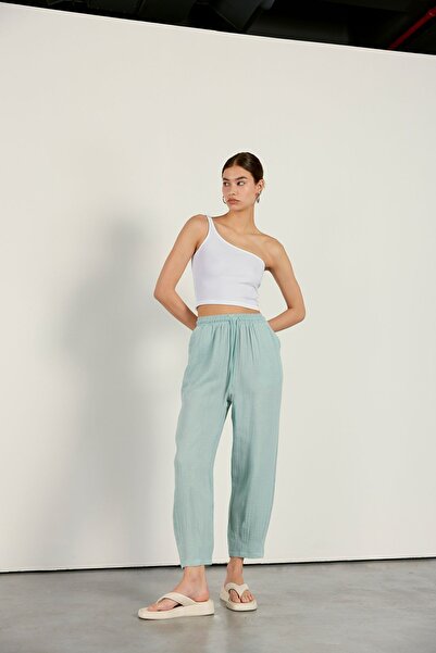 VATKALI Linen Blend Jogging Trousers Mint Green