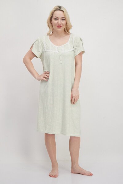Not A Morning Person Women Graphic Print Long Sleeve Pajama Shirt, Light Green