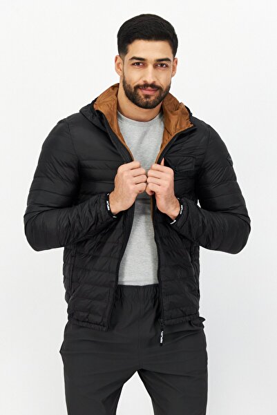 Replay Men Hooded Solid Long Sleeve Quilted Jacket, Black