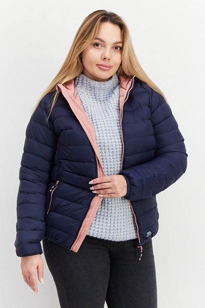 Trespass Women Hooded Long Sleeves Quilted Jacket, Navy/Pink