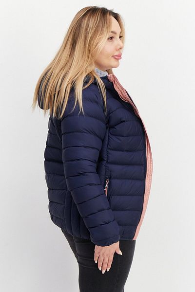 Trespass Women Hooded Long Sleeves Quilted Jacket, Navy/Pink