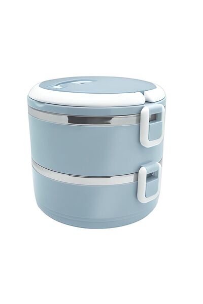 Tomurcukhome Vakumlu 2 Katlı Yemek Termosu Mavi 1,5 Litre