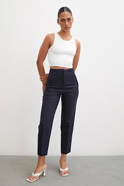 Never more Navy Blue Skinny Fabric Trousers