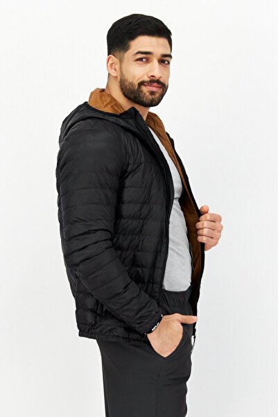 Replay Men Hooded Solid Long Sleeve Quilted Jacket, Black