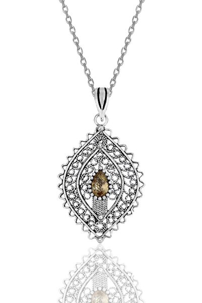 Söğütlü Silver Gümüş Zultanit Taşlı Oksitli Telkari Işlemeli Kolye