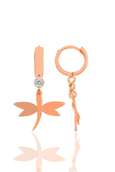 Söğütlü Silver Gümüş Rose Zirkon Taşlı Yusufçuk Küpe Sgtl11158rose