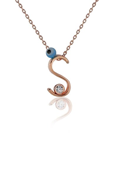 Söğütlü Silver Kadın "s" Harfli Nazar Boncuklu Gümüş Harf Kolye Sgtl4120