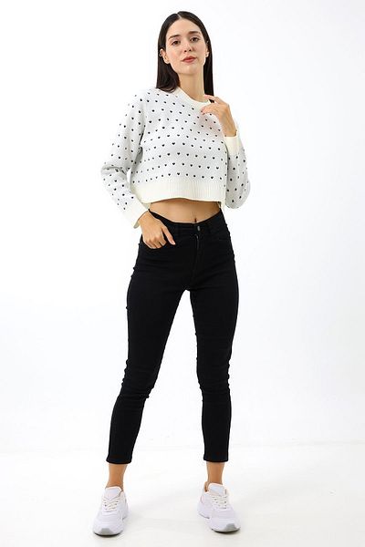 Devinka Γυναικεία πλεκτή μπλούζα Crew Neck - Κοντή