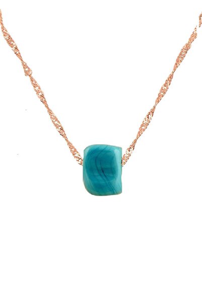 Söğütlü Silver Gümüş Rose 60 Cm Singapur Zincirli Turkuaz Taşlı Kolye Sgtl113...